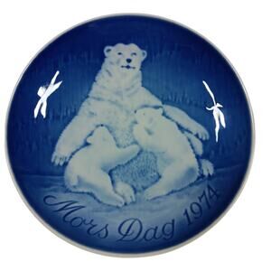 Vintage 1974 Bing & Grondahl Mother's Day Decorative Plate Blue Made In Denmark